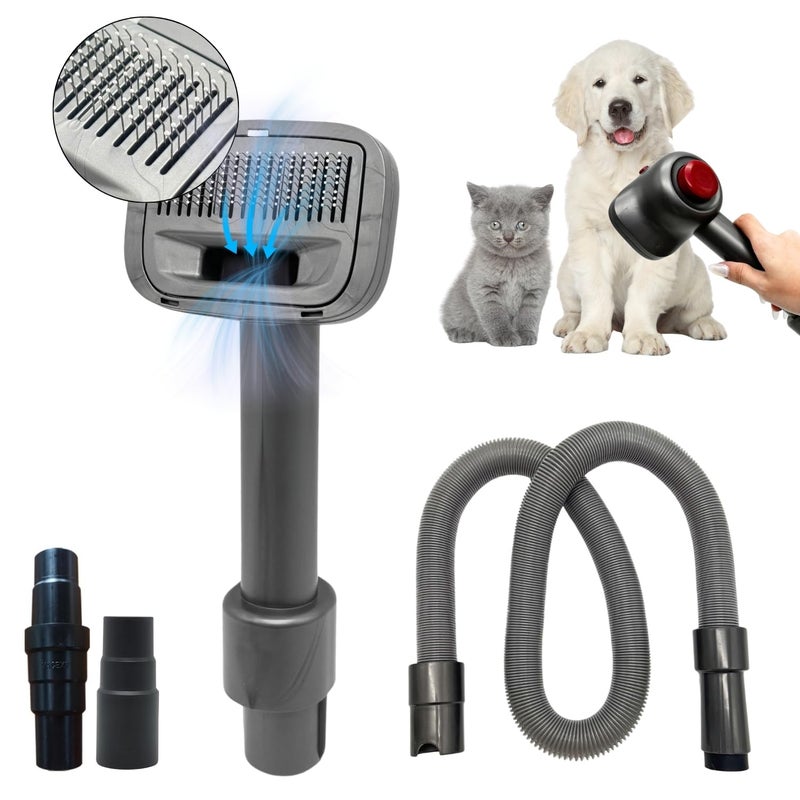 VACEXT Pet Hair Grooming Brush Vacuum Attachment for Dogs, Cats with Vacuum Extension Hose up to 3.5M – Compatible with Miele, Shark Rocket HV322, HV301, HV371, Rotator NV501, Navigator NV350 Series & More - Image 1